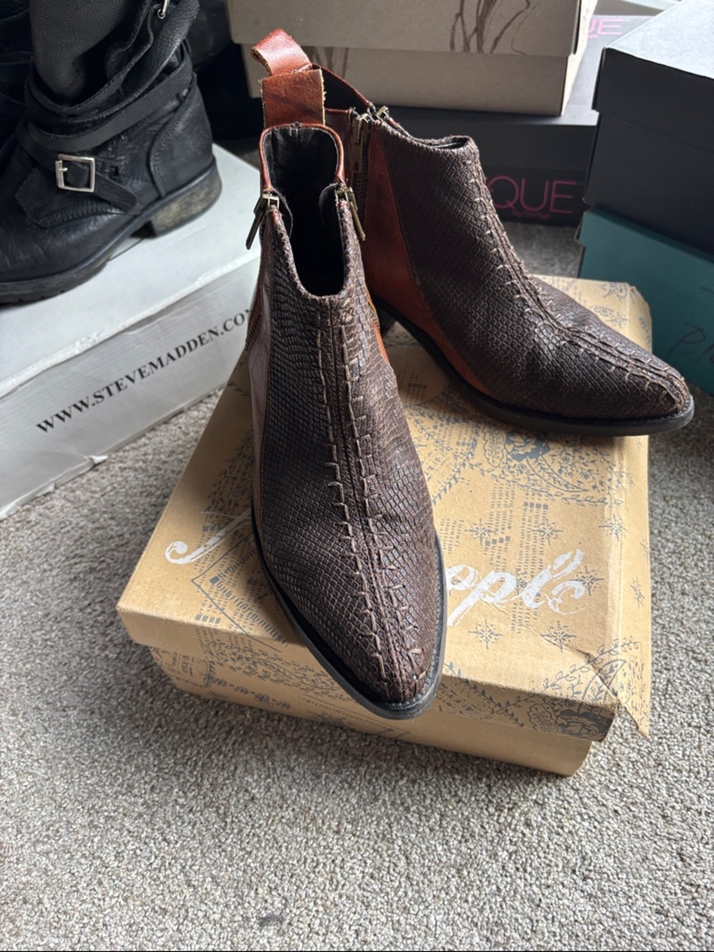 Free People Brown Textured Chukka Boots